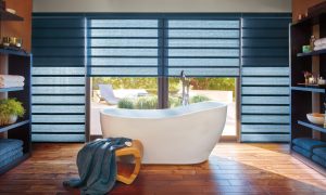 bathroom dual shades Hunter Douglas motorized blinds Cleveland 44125
