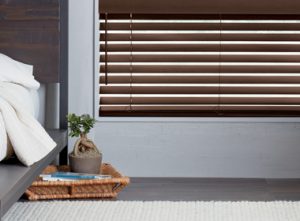 dark wood stained hunter douglas blinds Cleveland OH