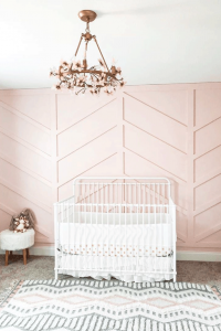 pink child nursery feature wall