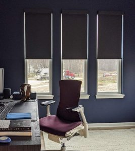 dark gray room darkening roller shades