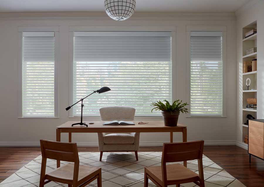 home office with dual sheer shades in Cleveland