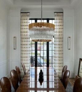floor to ceiling drapery in formal dining room