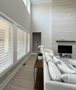 light filtering shades in medina living room of Auburn Oh home