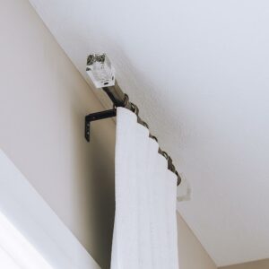 zoomed in focus on custom hardware on custom drapery panel