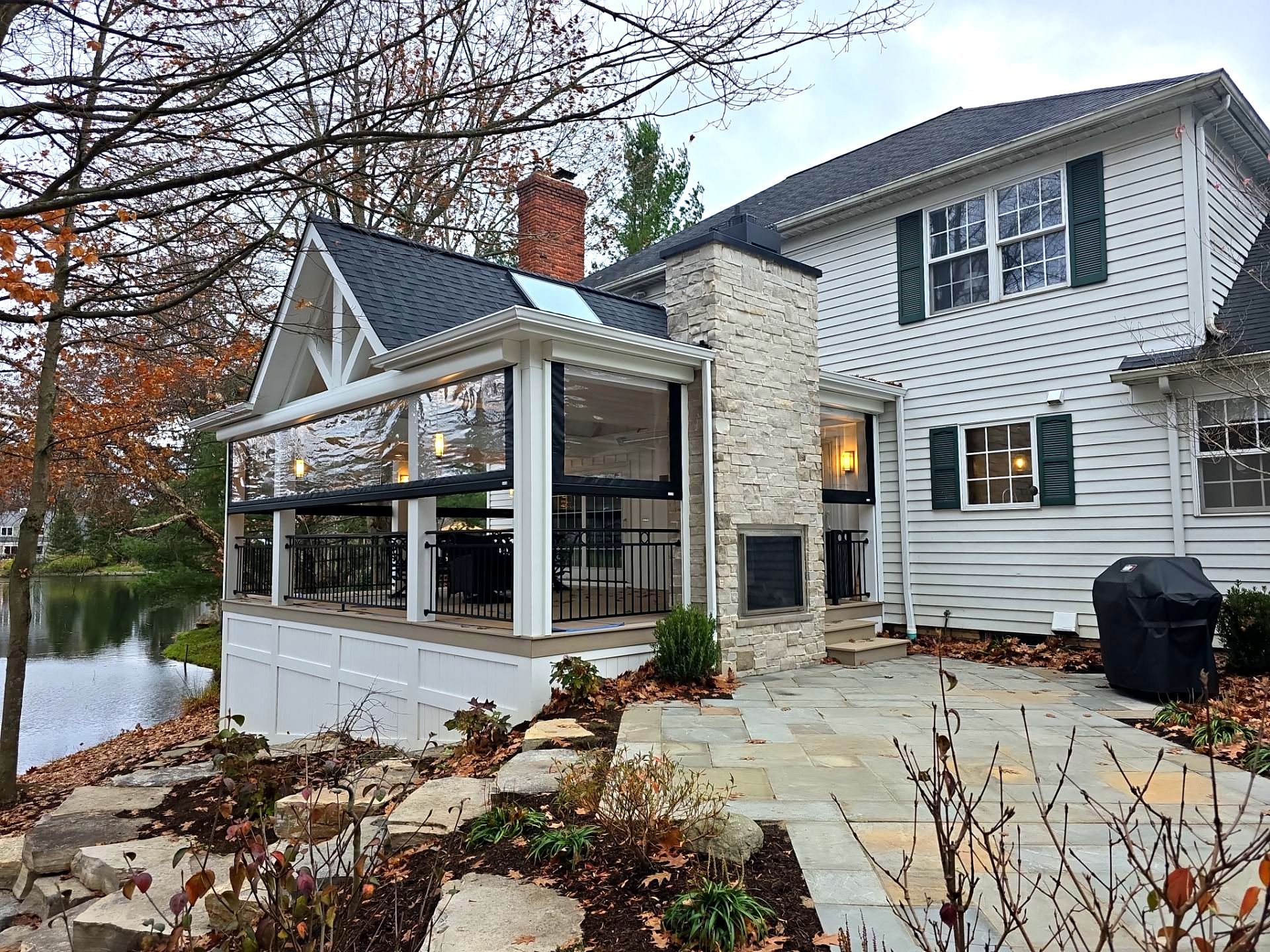 outside patio with clear enclosure