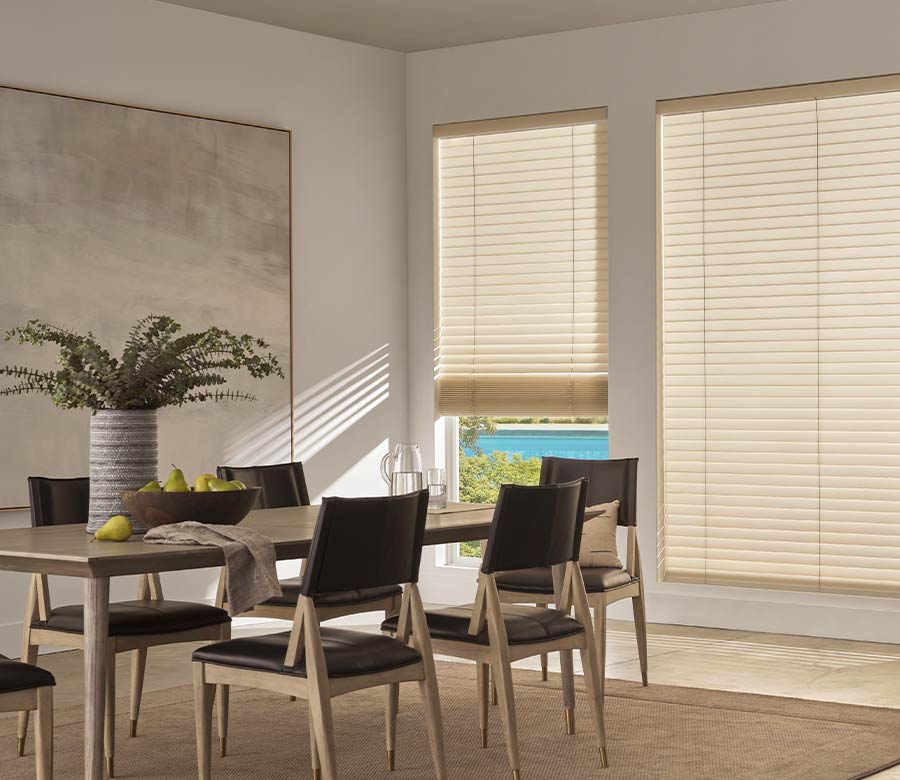 large window blinds aria fabric blinds in dining room of Rocky River OH home