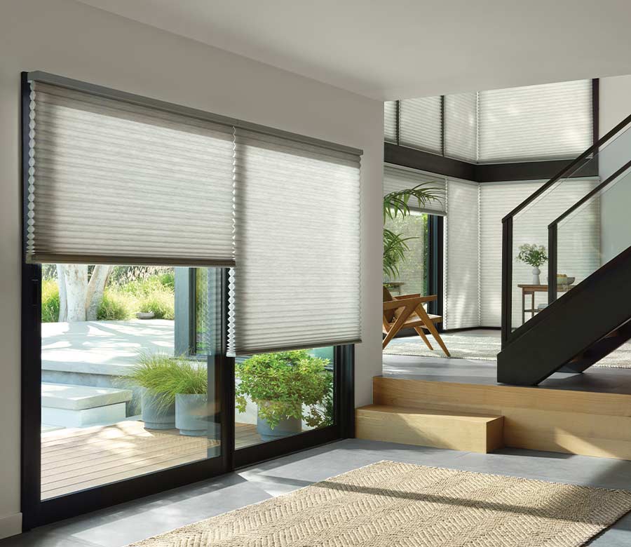 black frame windows with cellular blinds Chagrin Falls OH
