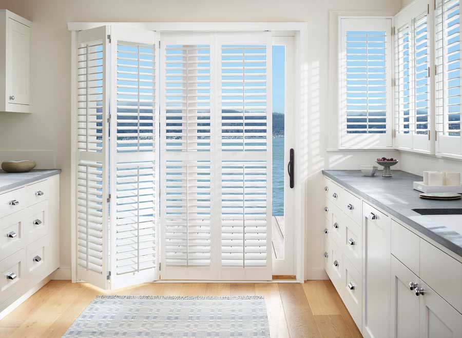 white shutters for sliding glass doors