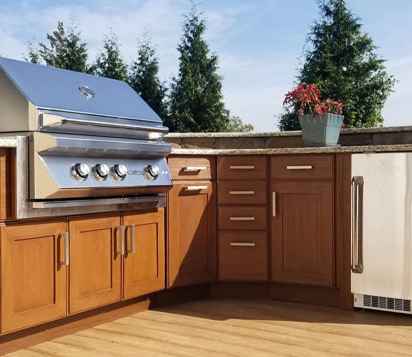 grill on top of traditional looking cabinets
