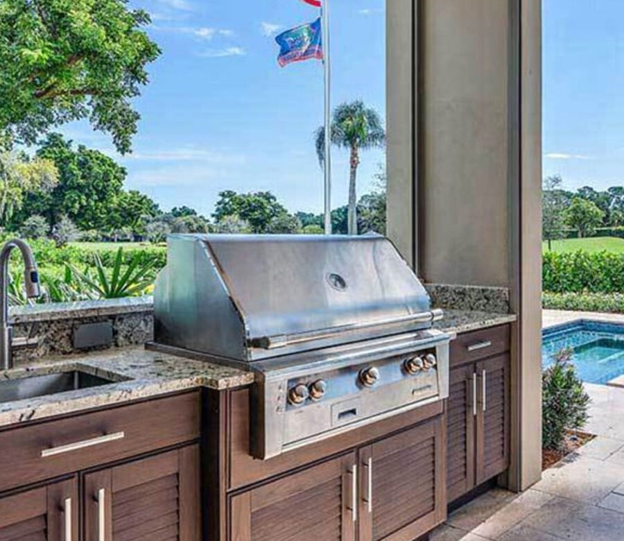 brown outdoor cabinets in traditional style