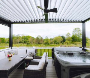 pergola in backyard of Cleveland home