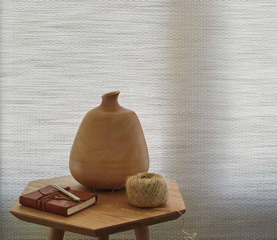 close up of gray designer roller shade