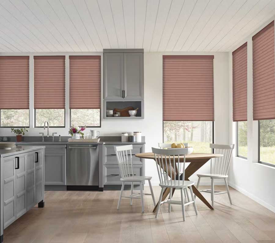 mahogany colored cellular roller shades in Chagrin Falls