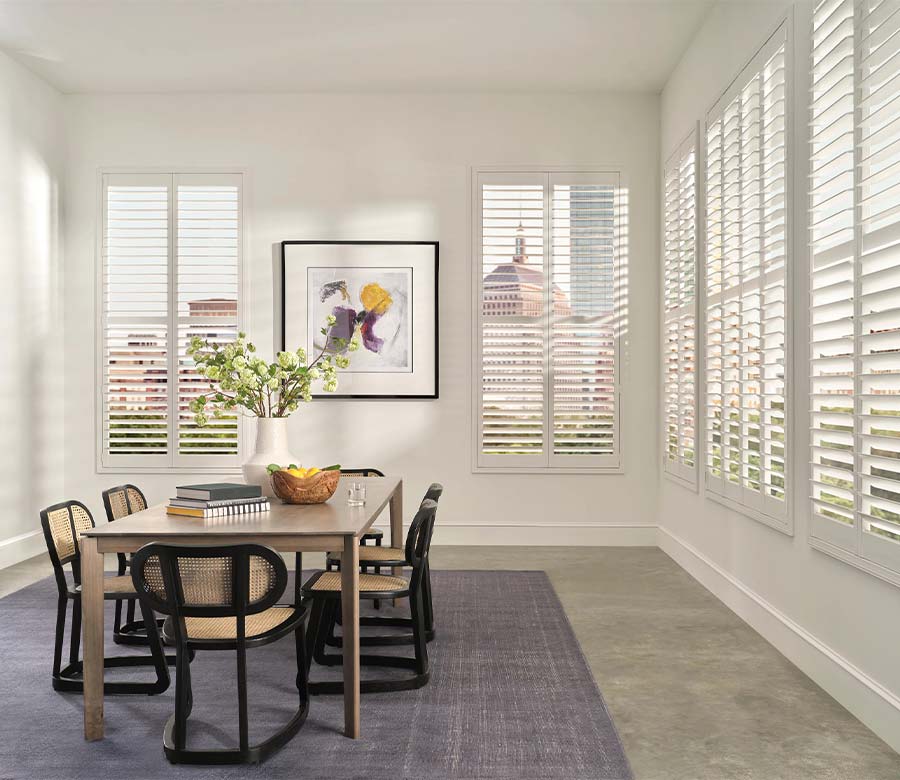 Palm Beach™ PolySatin™ shutters providing privacy and daylight control