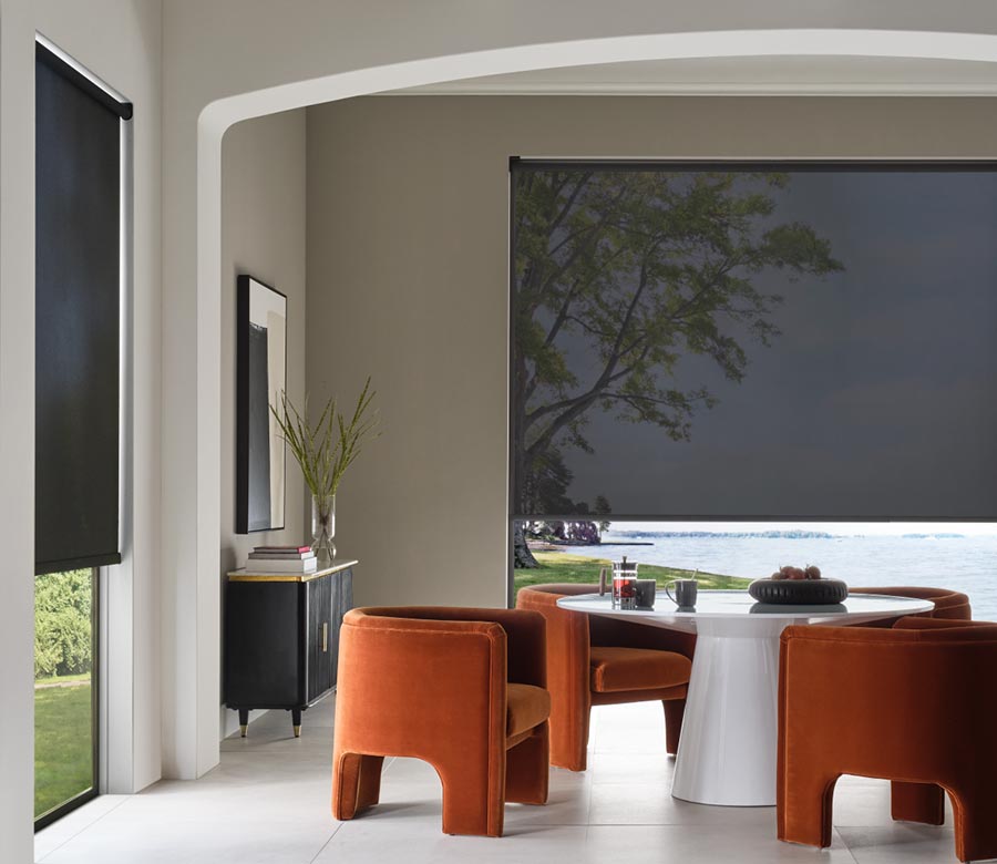 black large screens window treatment on large windows